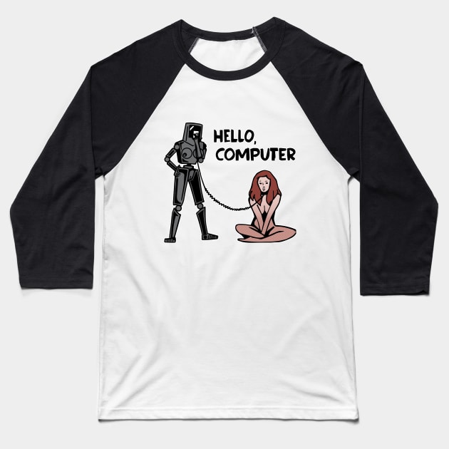 Hello Computer Baseball T-Shirt by zzmyxazz
